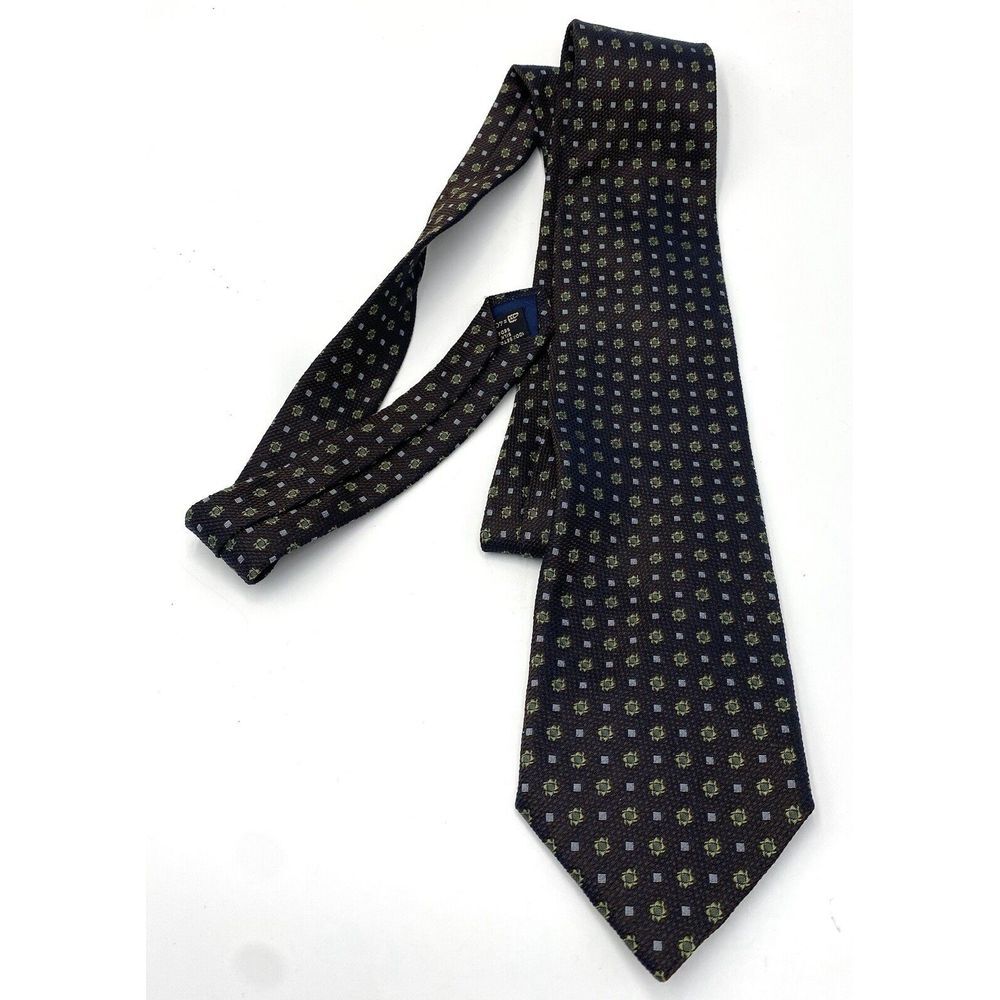 Ermenegildo Zegna Men's 100% Silk Multicolor Necktie Brown Blue Green‎